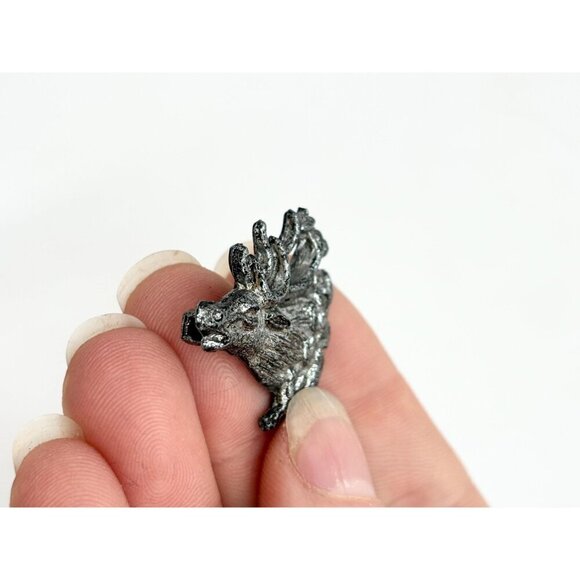 Stag Large Deer Figural Textured Silver Toned Vintage Lapel Pin | Brooch - Picture 9 of 10